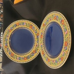 VINTAGE WEDGWOOD DEEP BLUE, FRUIT DESIGN 2 DINNER PLATE  1O.5in.